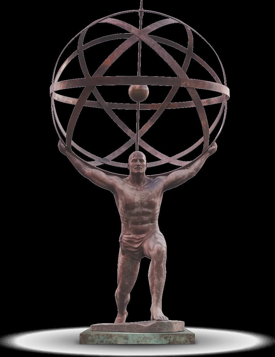 Escultura de Atlas sustentando uma esfera armilar, símbolo da fachada da Nebraska Capital